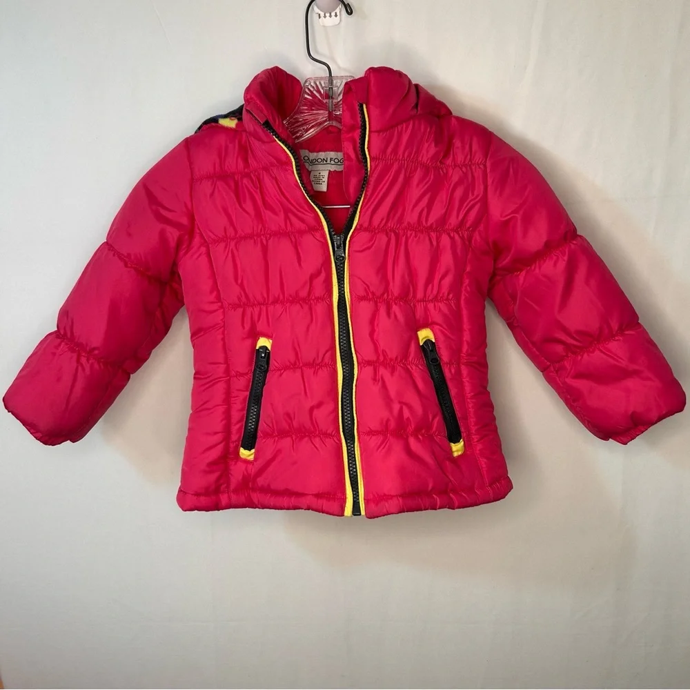 London Fog Girl’s Kids Red Puffer Hoodie Jacket Size 4
